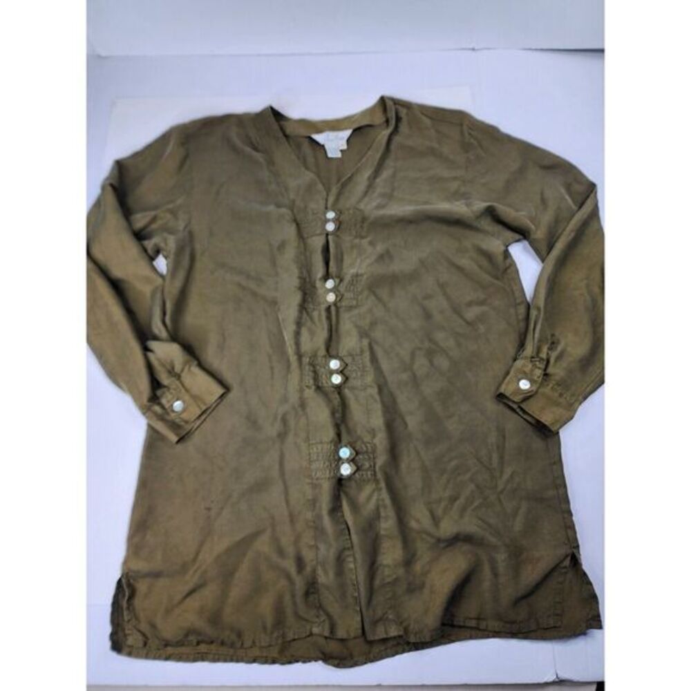Vintage Anne Carson 100% Pure Silk Shell‎ Button Blouse Top Womens Size M Med